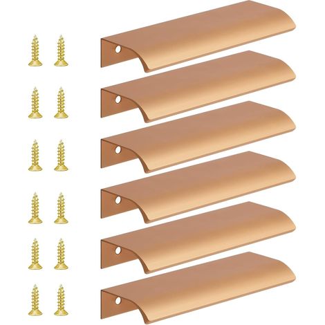 6pcs Poignée d’Armoire, Invisible Poignées Meuble Tiroir, Poignées de porte Dissimulées Poignée Encastrée Affleurante Pour tiroirs portes d'armoires,Commode, Distance du Trou-96mm (1/5)