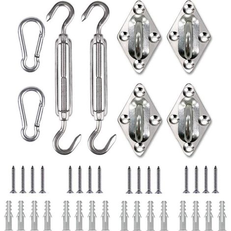 Kit de fixation pour store, 40 pièces en acier inoxydable, fixations carrées, rectangulaires et triangulaires, M5 (1/5)