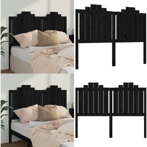 Cabecero de cama madera maciza de pino negro 146x4x110 cm - Madera de pino - Diseño rústico