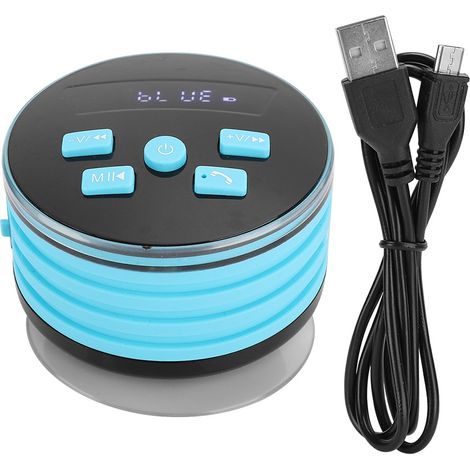 Enceinte Bluetooth Douche IPX7 avec Subwoofer FM Portable, Lumière Respirante et Ventouses (1/5)