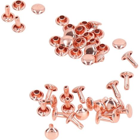 Pssopp Double Cap Rivets, 100 Ensembles 8mm Or Rose Double Cap Rivets Boutons Métalliques DIY Rivets Ronds pour Sacs Chaussures Artisanat du Cuir. (1/5)
