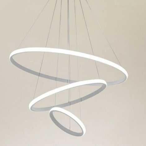 TrAdE Shop Traesio - Lampadario Sospeso Led 72w 3 Cerchi Pendente Rotondo Anelli Bianco Luce 4000k 50255 - (1/5)