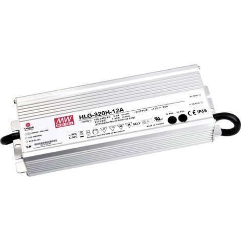 Mean Well – Driver LED 12V 22A HLG320H12A – Transformateur 264W – Tension d'entrée 90-305V AC – Protection IP65 pour intérieur et extérieur (1/4)