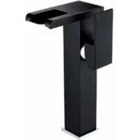 Robinet Lavabo LED Haut Cascade Robinet Salle De Bain,Moderne Design Élégant Noir Laiton Mitigeur Lavabo,Eau Chaude Et Froide Disponible,3 Changements De Couleur Noir (1/5)