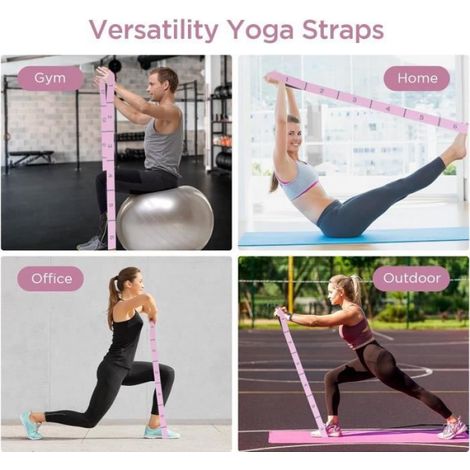 Bande Elastique Musculation, Réglable Sangle de Yoga Avec 11 Anneaux, Sangles de Fitness Band Pour Latine Yoga Pilates Fitness (1/4)