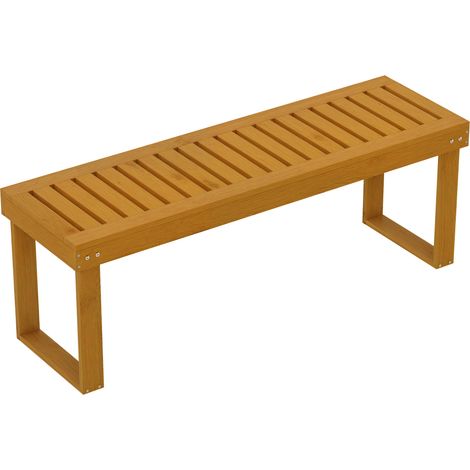 2 - Plaza Gartenbank aus Holz mit Lama-Sitzfläche, Belastbarkeit 300 kg, für den Außenbereich, 120 x 34 x 43 cm, Teakholz