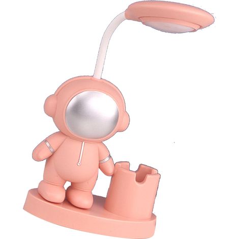Lampe de bureau pliable et polyvalente style astronaute, lumière douce, lampe de chevet USB rose pour la maison, la chambre ou le bureau (1/3)