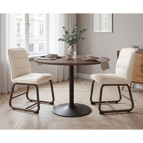 Wahson Esszimmerstühle 2er Set, Moderne Küchenstühle mit Metallgestell Polsterstühle für Esszimmer, Leinen, Beige (1/5)