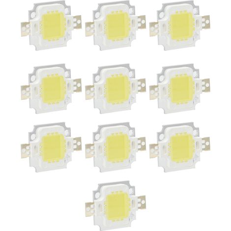 10 perles LED COB, source lumineuse LED intégrée haute efficacité 10W/6500K, 12V/700mA, accessoires d'éclairage DIY, lumière blanche froide, vendues par lot de 10. (1/5)