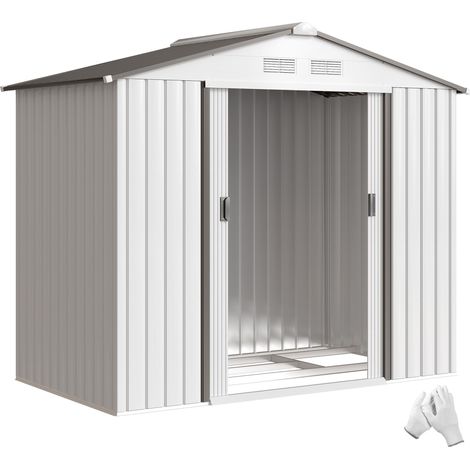 Cabane de jardin 213x130x185 cm Cobertizo Metálico de Outside para Almacenamiento de Herramientas blanc