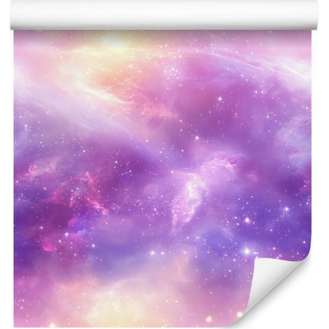 Papel pintado de acuarela con galaxia violeta y fondo lavanda de 50x1000 cm. (1/5)
