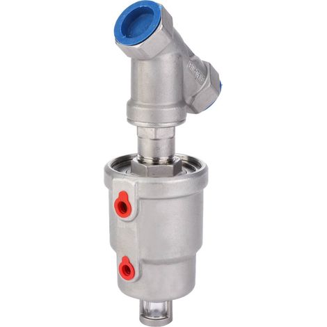 Vanne à siège incliné 3/4 pouce DN20, acier inoxydable, actionnée par air, filetage femelle, vanne vapeur pneumatique (1/5)