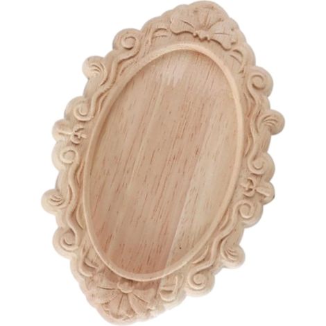 Plateau de table rond rétro en bois avec cadre verre, multifonctionnel (1/5)