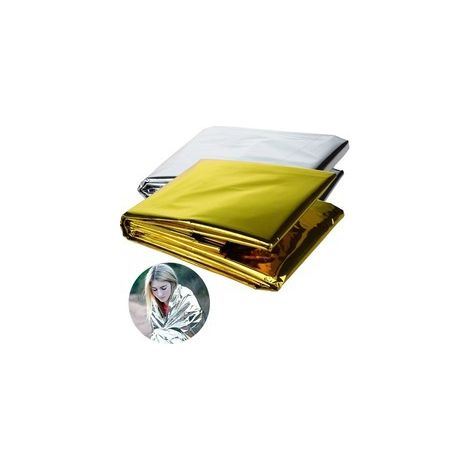 Lot de 5 couvertures de survie en aluminium pour adultes - Réfléchissantes - Thermiques - Couvertures de premiers secours, emballées individuellement - Couverture de premiers secours, pour l'extérieur (1/5)
