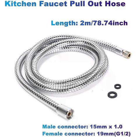 Küchenarmatur-Ausziehschlauch, Edelstahl, beschichtet (M15 & G1/2), 78 Zoll, Ersatzteil, kompatibel mit Grohe Ladylux EuroPlus Alira-JXLGV (1/5)