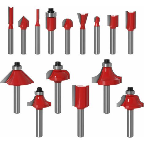 15pcs 6.35mm Tige Fraises à Défoncer Kit Coffret Fraise pour Defonceuse en Carbure de Tungstène Outil de Travail du Bois de Carbure de Profil (1/5)