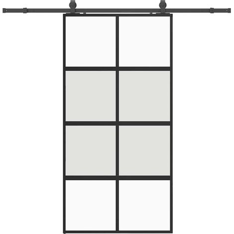 Maison Exclusive - Porta Scorrevole Ferramenta Nera 102,5x205 cm Vetro Temperato