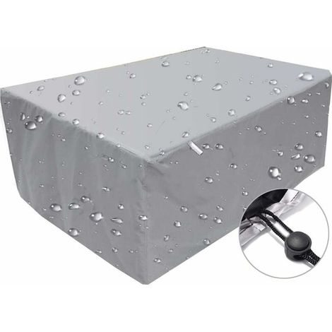 Housse de mobilier d'extérieur,bache imperméable coupe-vent anti-UV,Housse de protection rectangulaire en tissu Oxford 210D argent - 250x 200 x80cm