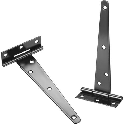 Ensemble de 2 charnières en T, charnières noires pour porte de grange, charnières de porte, acier inoxydable (1/5)