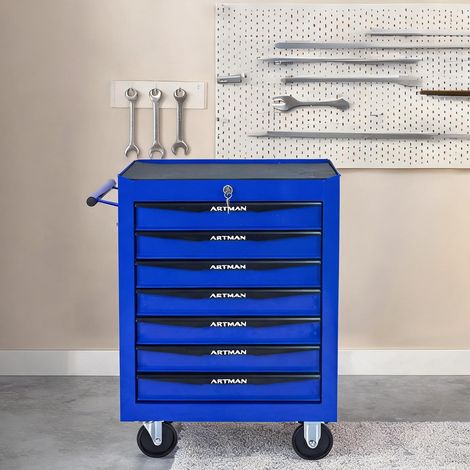 Servante d'atelier coloris noir bleu en acier 60 x 33 x 77,5 cm (1/5)