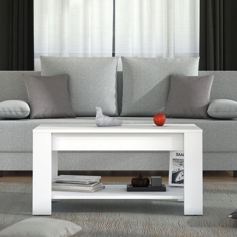 Mesa de Centro Signa, un Compartimento, Rectangular, Tablero de Madera Nobilitada, 90x49.5x45.5h cm Blanco (1/5)