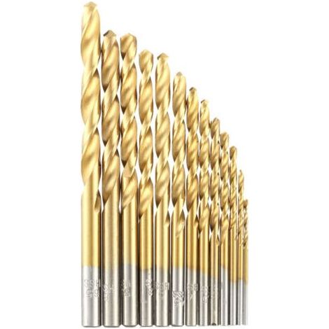 Jeu de 13 forets hélicoïdaux HSS plaqués titane, système métrique, 1,5-6,5 mm, haute qualité, pour le travail du bois et du métal. (1/5)