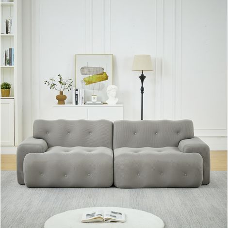 2-Sitzer-Sofa 224x104x66 cm grau aus Stoff mit breiten Armlehnen und montagefreiem Design (1/5)