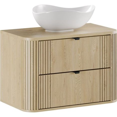 Set da bagno KORI: mobiletto sottolavabo 80cm + piano per lavabo + lavabo da appoggio