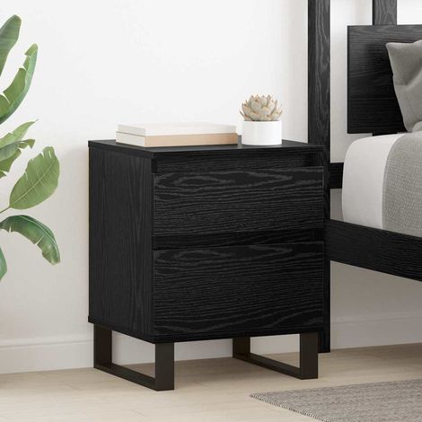 Bedside Cabinet Black Oak 40 x 35 x 50 cm Engineered Wood vidaXL (1/5)