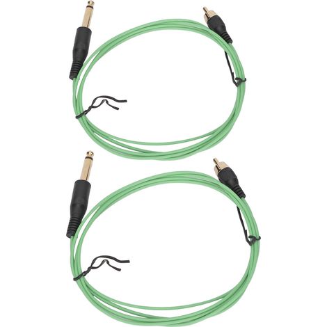 Câble RCA à clip tatouage 2 pièces, 1,8 m, tête droite, extensible flexible, courant stable, OD 2,2 mm, vert. (1/5)