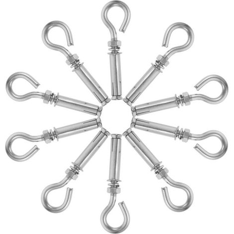 10 pièces Boulons Expansion Acier Inoxydable Crochet à Œil Résistant pour Ancrage Mur Béton Usage Industriel et Domestique (1/4)