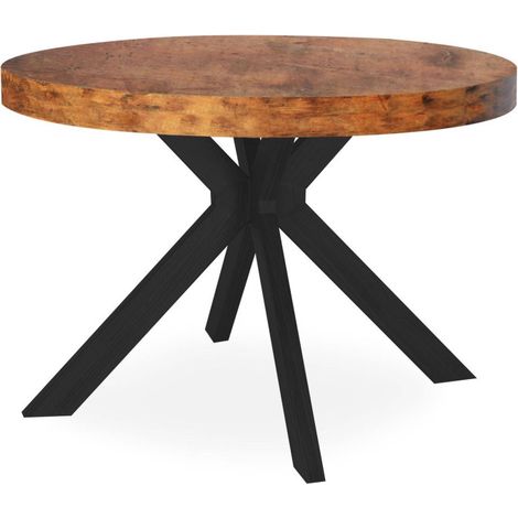 Paris Prix – Table ronde extensible 110-260cm – Forme ronde – Noir & noyer – 10 couverts – MDF & métal – Design moderne (1/4)