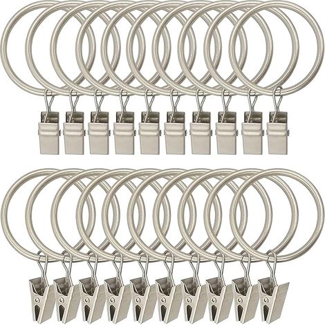 30 Pièces Anneaux de Rideaux en Métal - Pince Rideau Robuste et Antirouille pour Tringle à Rideaux (1/5)