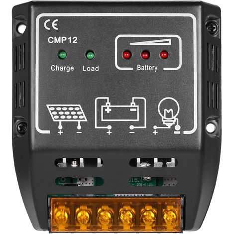 Régulateur de charge solaire PWM Anself 10 A 12 V/24 V avec protection contre les surcharges des batteries de panneaux solaires (1/5)