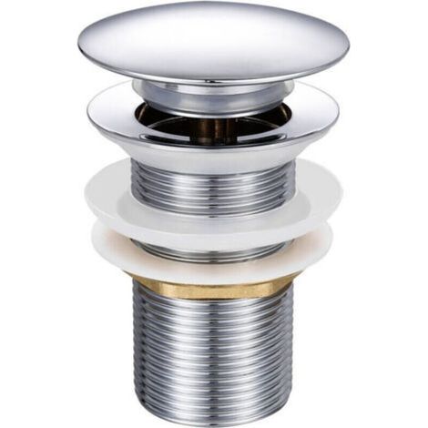 Pop-up-Waschbeckenablauf ohne Überlauf, Push-Open-Ventilablauf für Waschbecken aus Messing, verchromt, G 1-1/4"