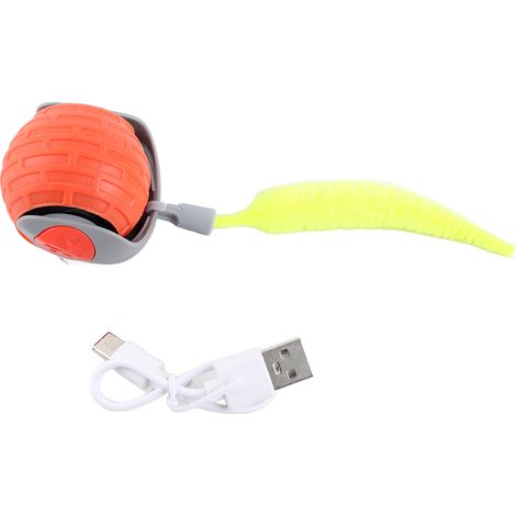 Jouet interactif de boule de chat avec 2 vitesses réglables boules de roulement automatiques une queue en peluche pour l'enrichissement de jouets intelligents de chats d'intérieur (1/5)