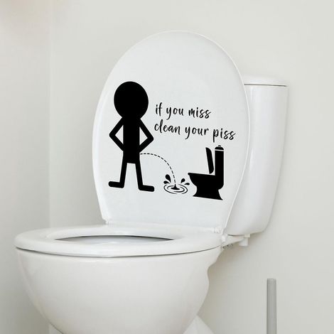 2pcs Autocollants Slogan Sur Le Pipi Des Enfants En Anglais, Sticker Mural Drle Pour Wc, Salle De Bain, Cuisine, Pvc (1/5)