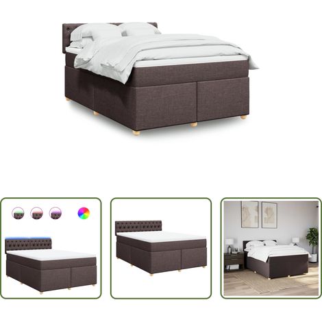 vidaXL Surmatelas - Sommier à lattes de lit avec matelas Marron foncé 140x190 cm (1/5)