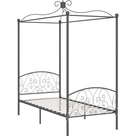 Maison Exclusive - Himmelbett-Gestell Grau Metall 90 x 200 cm (1/5)