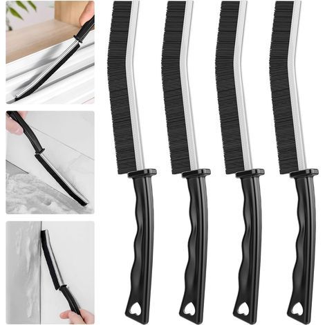 Juego de 4 cepillos para limpiar ranuras AIDUCHO - Cepillo para limpiar juntas - Cepillo manual largo ranurado - Cepillo de limpieza - Cepillo para limpiar esquinas - Para cocina y baño (1/5)