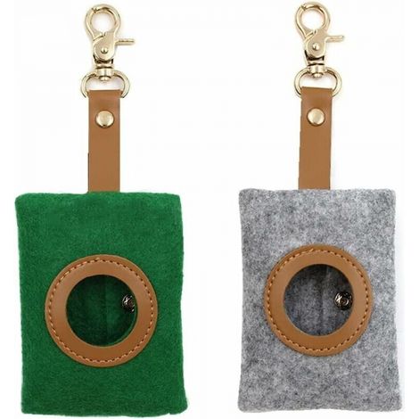 (Grey Green) 2 Pack Dog Poop Bag Dispenser, Dog Poop Bag Dispenser, Dog Poop Bag Dispenser with Snap and Keychain, Suitable for Hiking and Travel (1/5)