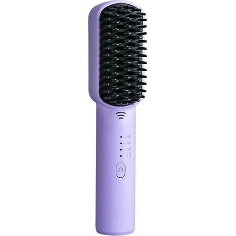 Brosse lissante sans fil à ions négatifs qui n'abîme pas les cheveux. Mini lisseur sans fil. (1/4)