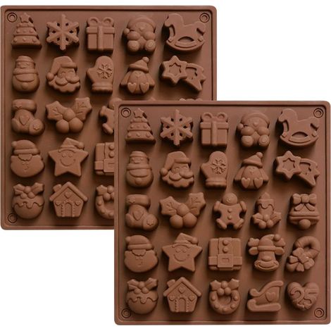 APEX Moule à chocolat de Noël en 2 pièces, 25 moules à bonbons en silicone pour Noël, moule à gâteau antiadhésif (thème Noël) (1/5)