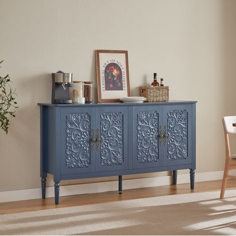 Credenza 160x40x89 cm in pannelli di legno blu navy, ampio contenitore per soggiorno – MEUBLIV (1/5)