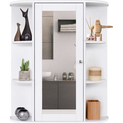 Armadietto a specchio per bagno a tre strati con anta singola 60 × 17 × 58 cm