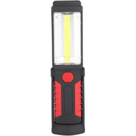 Lampe de travail LED avec crochet rotatif à 360 degrés, lampe de poche LED cob rechargeable 3 W Lampe de travail d'urgence de camping avec support magnétique pour garage, atelier, camping, bric