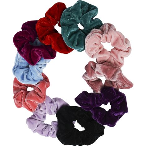 Lot de 10 Chouchous, élastiques cheveux, couleurs foncées, accessoires coiffure femmes, queue de cheval, usage quotidien (1/5)