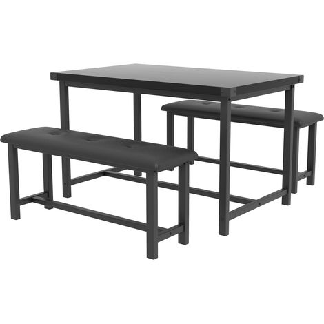 Industrial Dining Set - Table & Chairs - Black, Faux Thick Style - for Kitchen, Cafe, Dining Room (1/5)