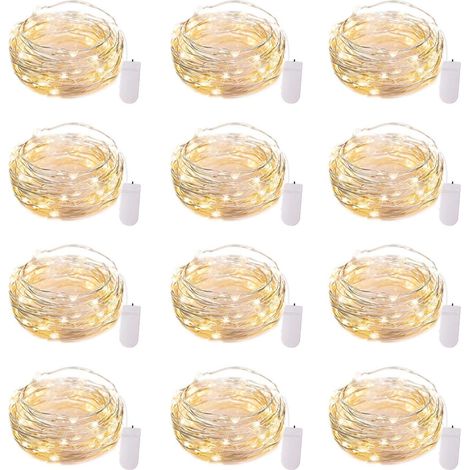 Fairy String Lights Battery Operated Waterproof Silver Wire 7ft 20 for DIY Wedding Party Bedroom Patio Christmas (1/5)