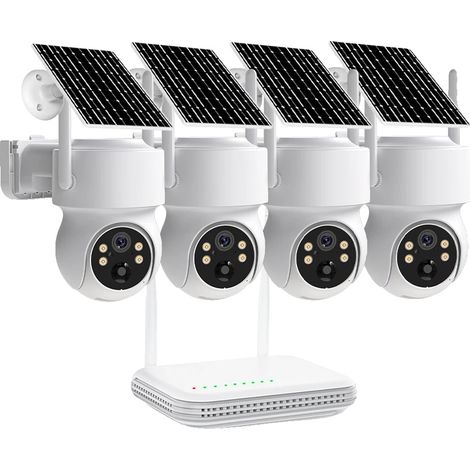 Système de Caméras de Surveillance, 4 Caméras, Chargement Solaire, 4 Caméra 8ch NVR, 500g (1/2)